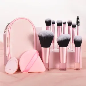 10Pcs Mini Makeup Brush Set with Storage Bag