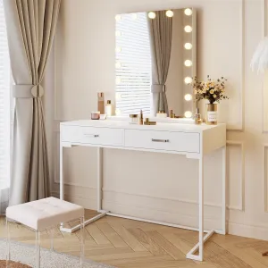 2 Drawers Makeup Vanity, 41.7" Dressing Table with 24" Hollywood Mirror