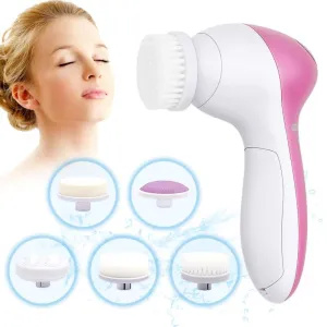 5 in 1 Electric Waterproof Facial Cleansing Spin Brush Set for Deep Cleansing, Gentle Exfoliating, Removing Blackhead, Massaging
