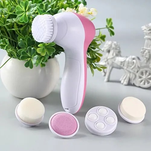 5 in 1 Electric Waterproof Facial Cleansing Spin Brush Set for Deep Cleansing, Gentle Exfoliating, Removing Blackhead, Massaging