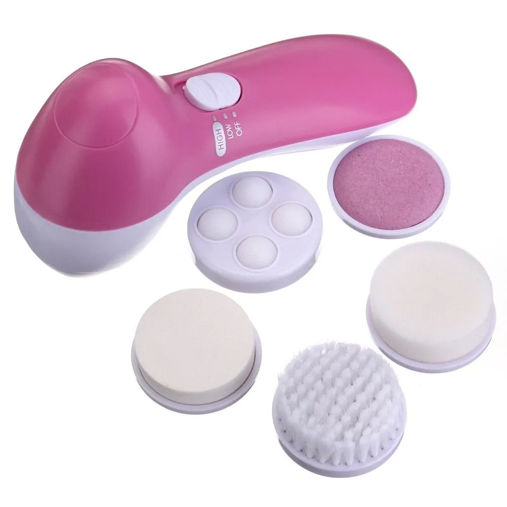 5 IN 1 Face Cleansing Brush Electric Facial Cleaner Wash Machine Spa Skin Care Massager Blackhead Cleaning Facial Cleanser Tools