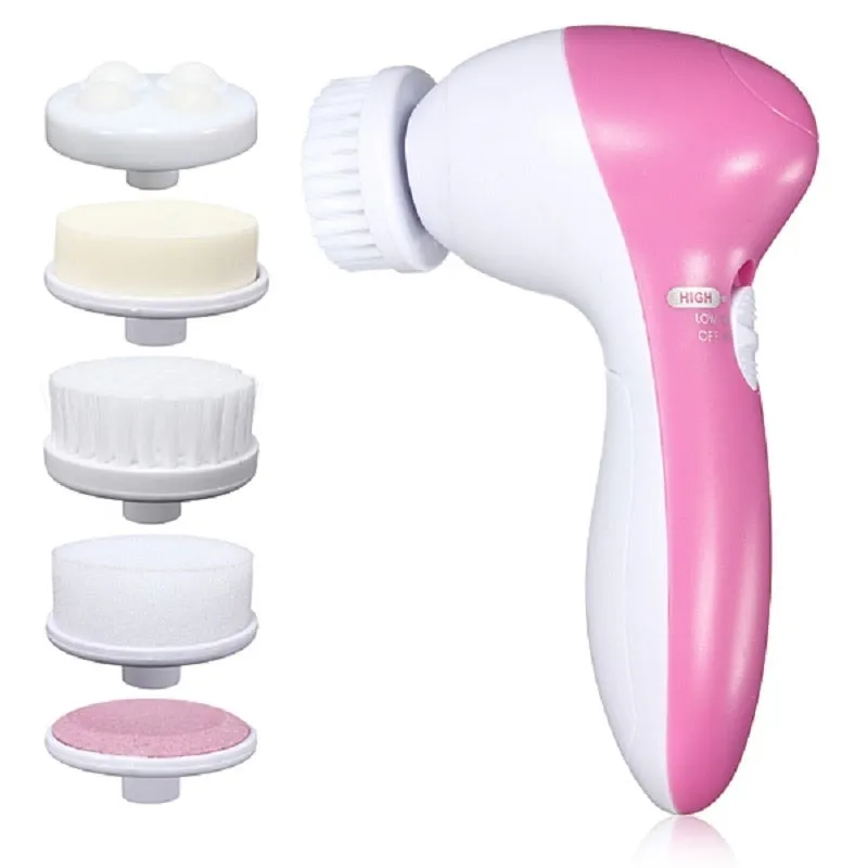 5 IN 1 Face Cleansing Brush Electric Facial Cleaner Wash Machine Spa Skin Care Massager Blackhead Cleaning Facial Cleanser Tools