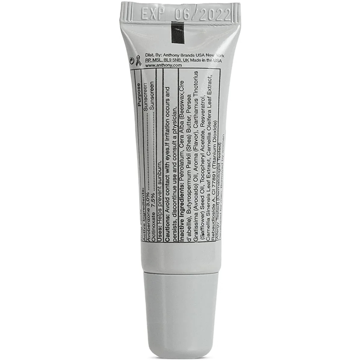 Anthony Mint & White Tea Advanced Formula Lip Balm SPF 25, Contains Green Tea Extract, Shea Butter, Avocado Oil, Vitamin E, Moisturizes, Conditions, Soothes and Protects Lips Mint and White Tea