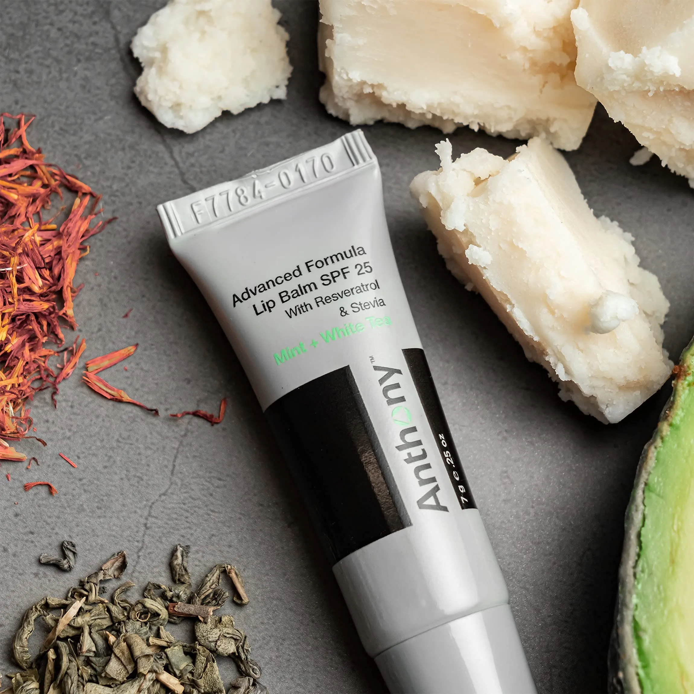Anthony Mint & White Tea Advanced Formula Lip Balm SPF 25, Contains Green Tea Extract, Shea Butter, Avocado Oil, Vitamin E, Moisturizes, Conditions, Soothes and Protects Lips Mint and White Tea