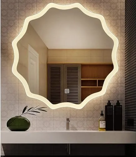 ARC homes 3D Modern Designed Wall Mounted Led Mirror with Touch Sensor | Bathroom Mirror with Led Lights | Long Mirror for Bedroom Washbasin Lighting Mirror (Single Light, 24 x 24 Inch)