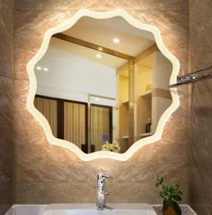 ARC homes 3D Modern Designed Wall Mounted Led Mirror with Touch Sensor | Bathroom Mirror with Led Lights | Long Mirror for Bedroom Washbasin Lighting Mirror (Single Light, 24 x 24 Inch)