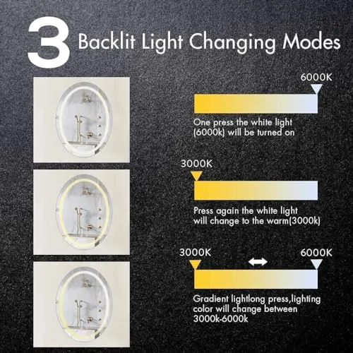 ARC homes 3D Modern Designed Wall Mounted Led Mirror with Touch Sensor | Bathroom Mirror with Led Lights | Long Mirror for Bedroom Washbasin Lighting Mirror (Single Light, 24 x 24 Inch)