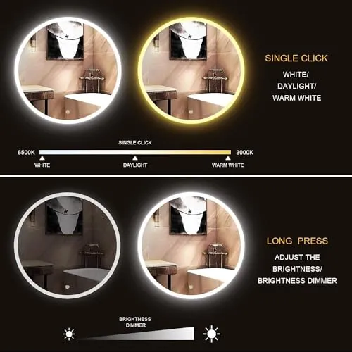 ARC homes 3D Modern Designed Wall Mounted Led Mirror with Touch Sensor | Bathroom Mirror with Led Lights | Long Mirror for Bedroom Washbasin Lighting Mirror (Single Light, 24 x 24 Inch)