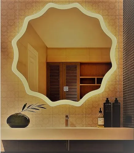 ARC homes 3D Modern Designed Wall Mounted Led Mirror with Touch Sensor | Bathroom Mirror with Led Lights | Long Mirror for Bedroom Washbasin Lighting Mirror (Single Light, 24 x 24 Inch)