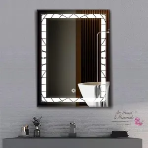 ARC homes Rectangular Wall Mounted Backlit Led Mirror with Touch Sensor | Bathroom Mirror with Led Lights | Long Mirror for Bedroom Living Room Washbasin Mirror (Double Light, 18 x 24 Inch)
