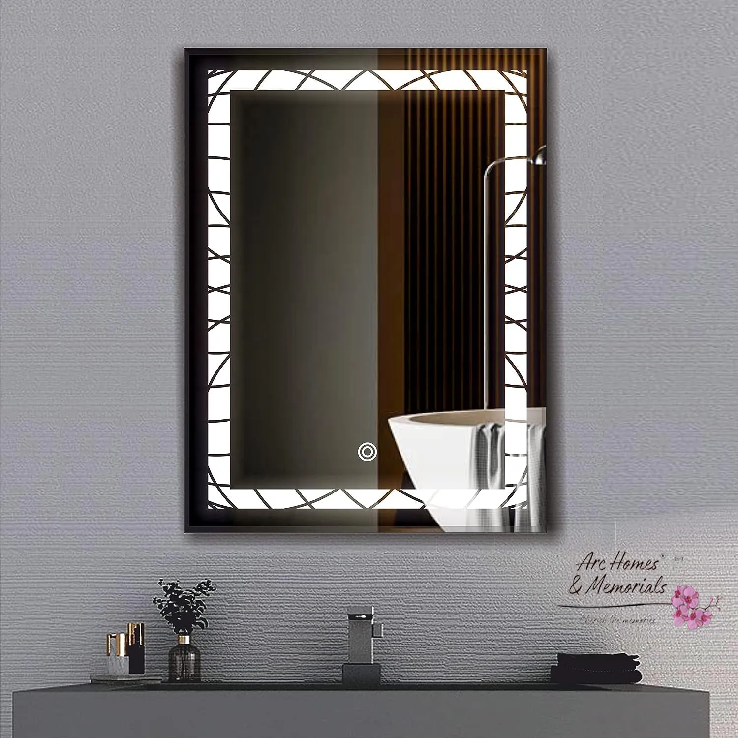 ARC homes Rectangular Wall Mounted Backlit Led Mirror with Touch Sensor | Bathroom Mirror with Led Lights | Long Mirror for Bedroom Living Room Washbasin Mirror (Triple Light, 24 x 30 Inch)