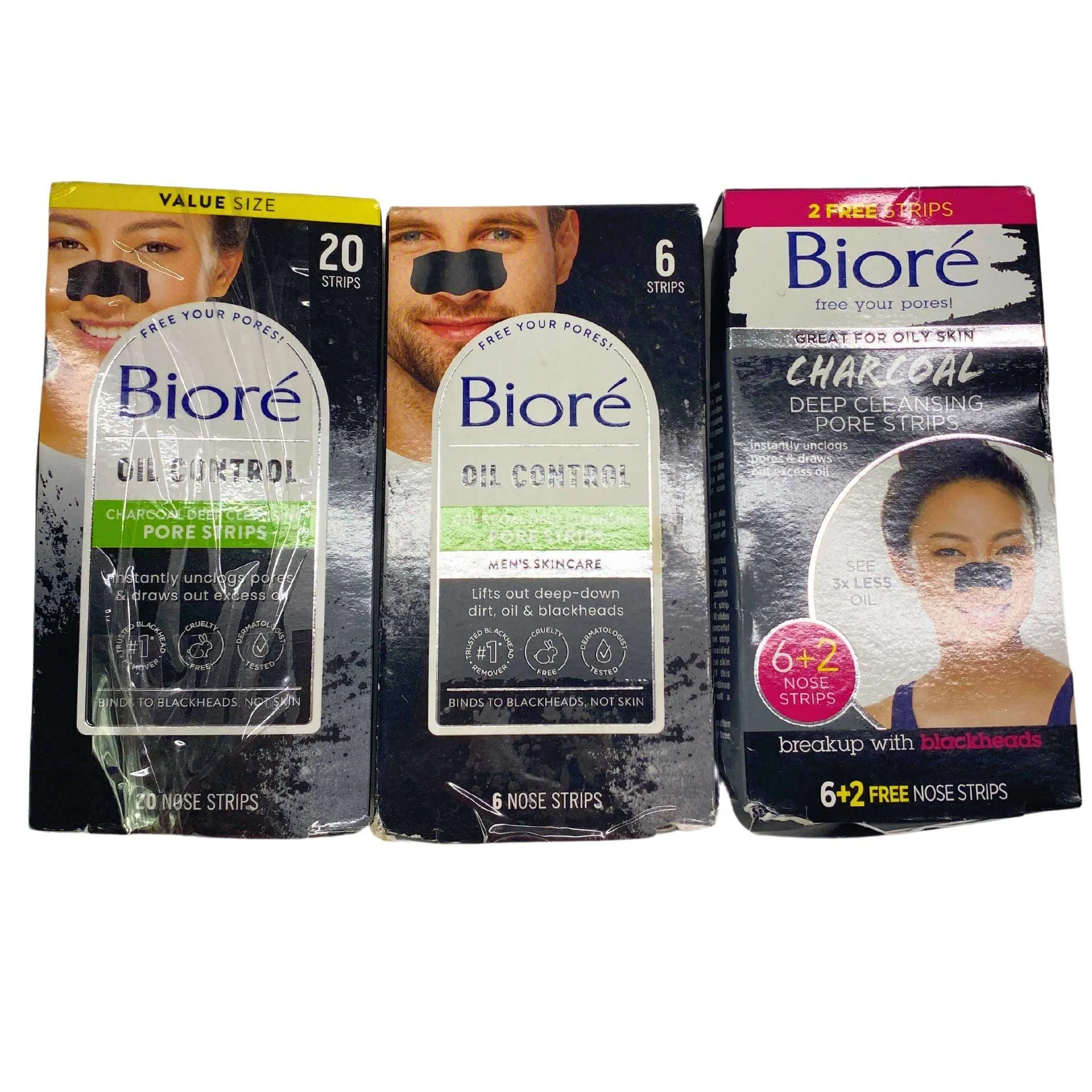 Biore Charcoal Deep Cleansing Pore Strips 6 2 Free Nose Strips, Biore Oil Control 20 Nose strips, Biore Oil Control (50 Pcs Lot)