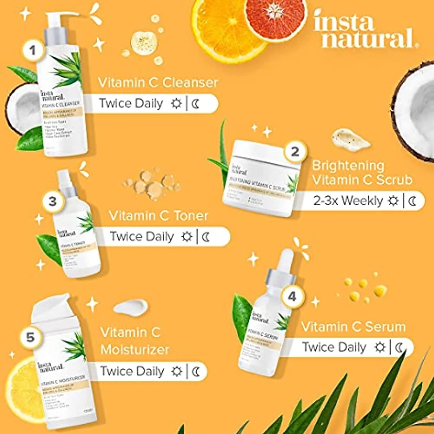 Brightening Vitamin C Face Scrub - Natural Cleansing Exfoliator - Blackhead Reducing Facial Mask - Deep Pore Cleanser - Gentle Exfoliant - Oily, Dry & Sensitive Skin - Green Tea & Coconut Water - 2oz