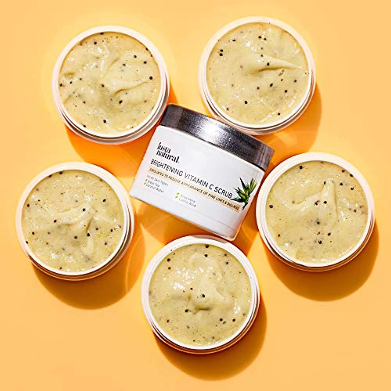 Brightening Vitamin C Face Scrub - Natural Cleansing Exfoliator - Blackhead Reducing Facial Mask - Deep Pore Cleanser - Gentle Exfoliant - Oily, Dry & Sensitive Skin - Green Tea & Coconut Water - 2oz