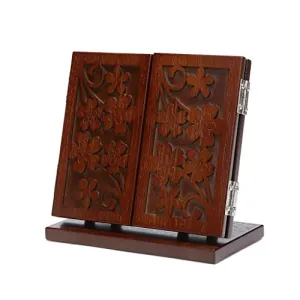 CALANDIS Antique Style Wood Cosmetic Mirror Panoramic Dressing Mirror Beauty Gifts Dark Wood Color