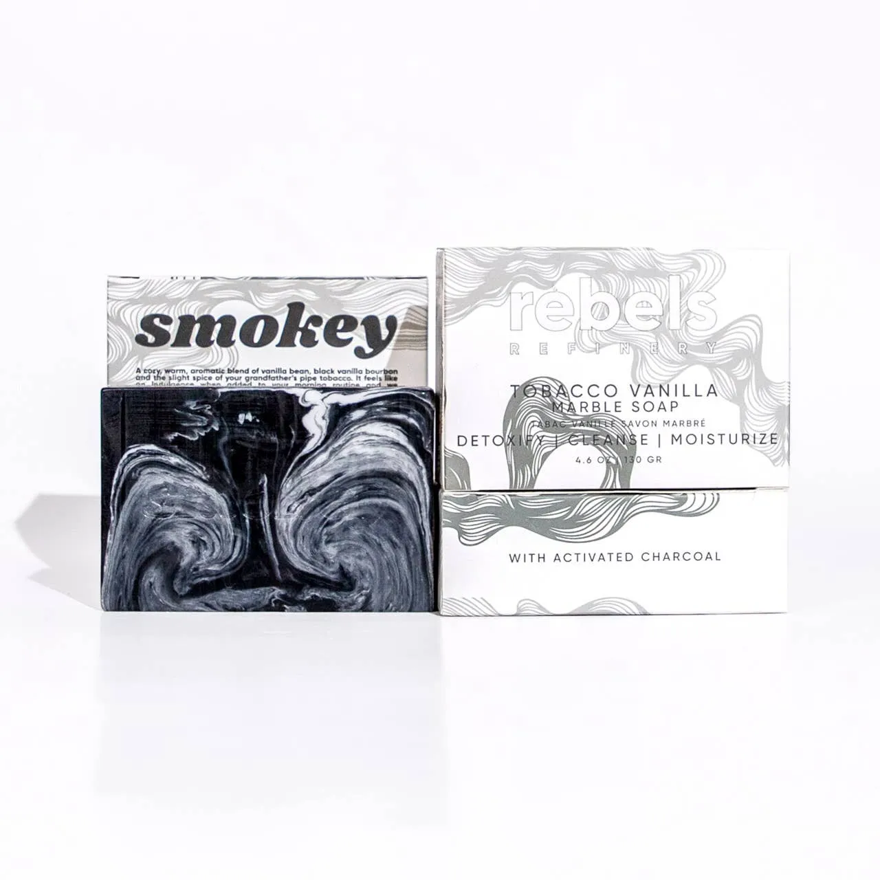Charcoal Marble Soap - Tobacco-Vanilla Scented