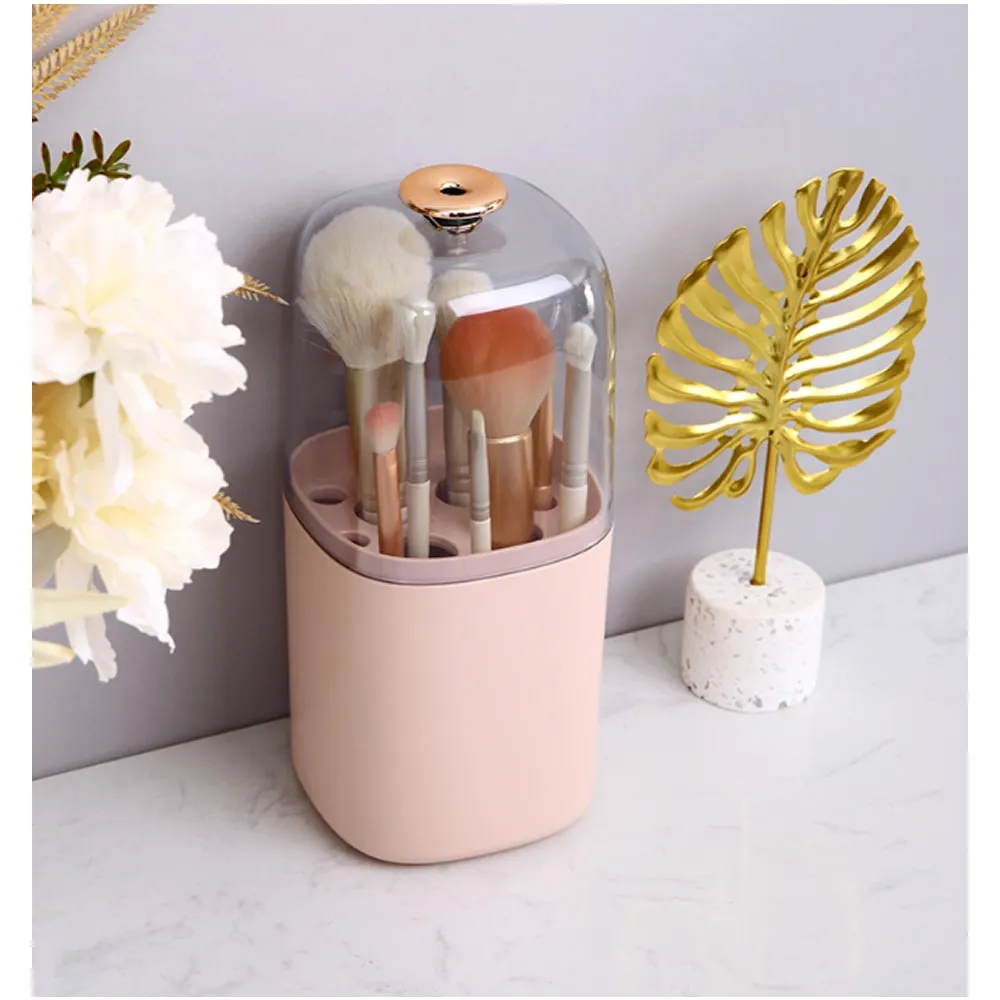 Countertop Waterproof Cosmetic Brushes Organizer With Lid 438773