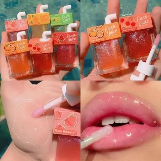 Cute Fresh Juice Fruity Lipgloss Clear Lip Oil Moisturizing Mirror Transparent Lip Oil Hydrating Juice Lipgloss