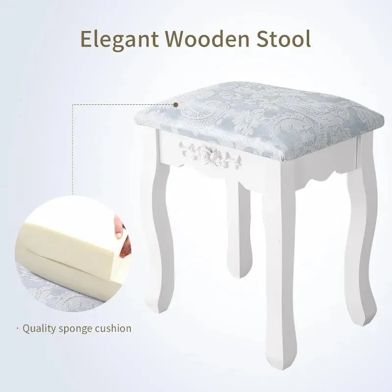 Elegant Vanity Set with Mirror & Stool