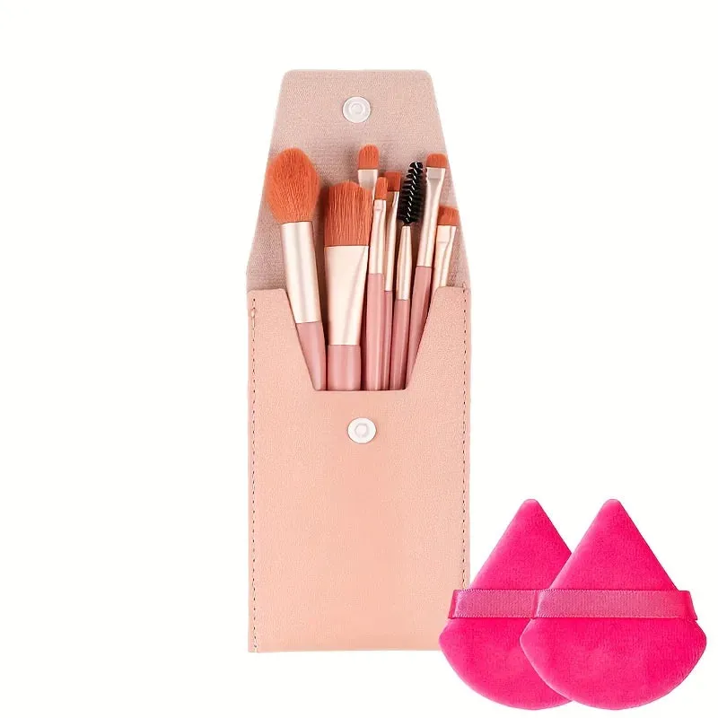 Essential 8 Makeup Brushes: Portable Beauty Tool Kit