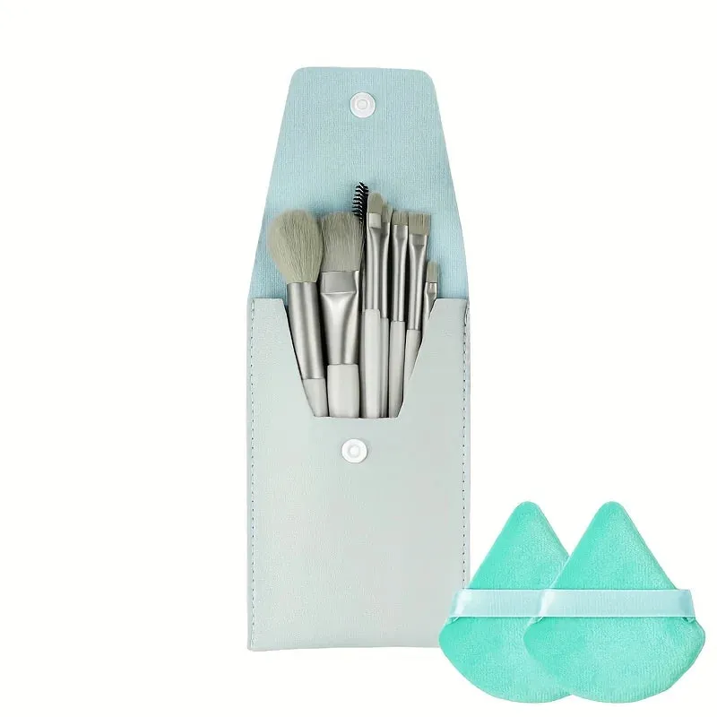 Essential 8 Makeup Brushes: Portable Beauty Tool Kit