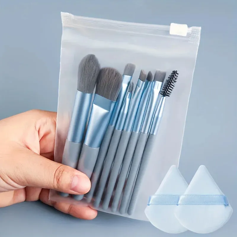 Essential 8 Makeup Brushes: Portable Beauty Tool Kit