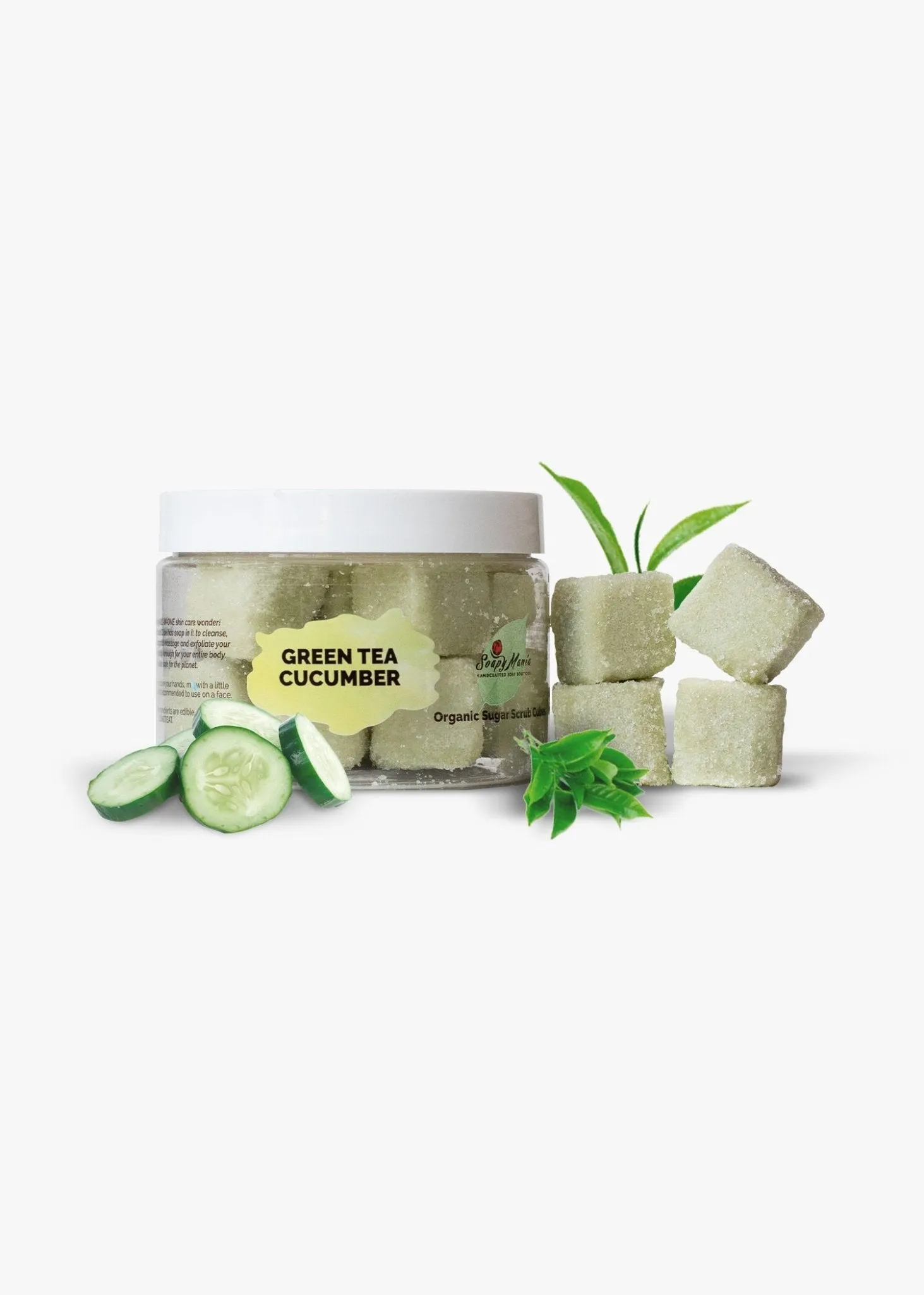 Green Tea & Cucumber Organic Sugar Scrub Cubes