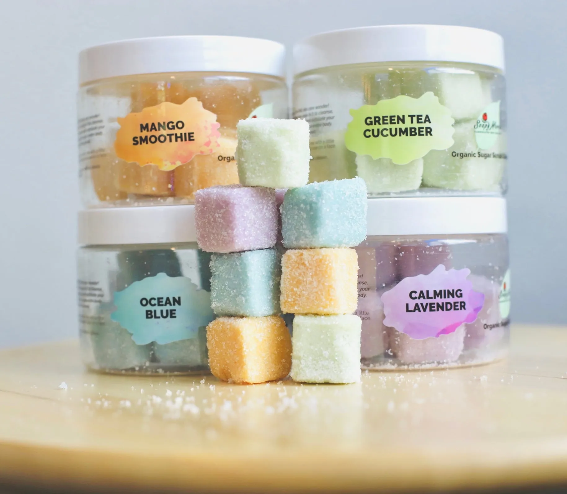 Green Tea & Cucumber Organic Sugar Scrub Cubes