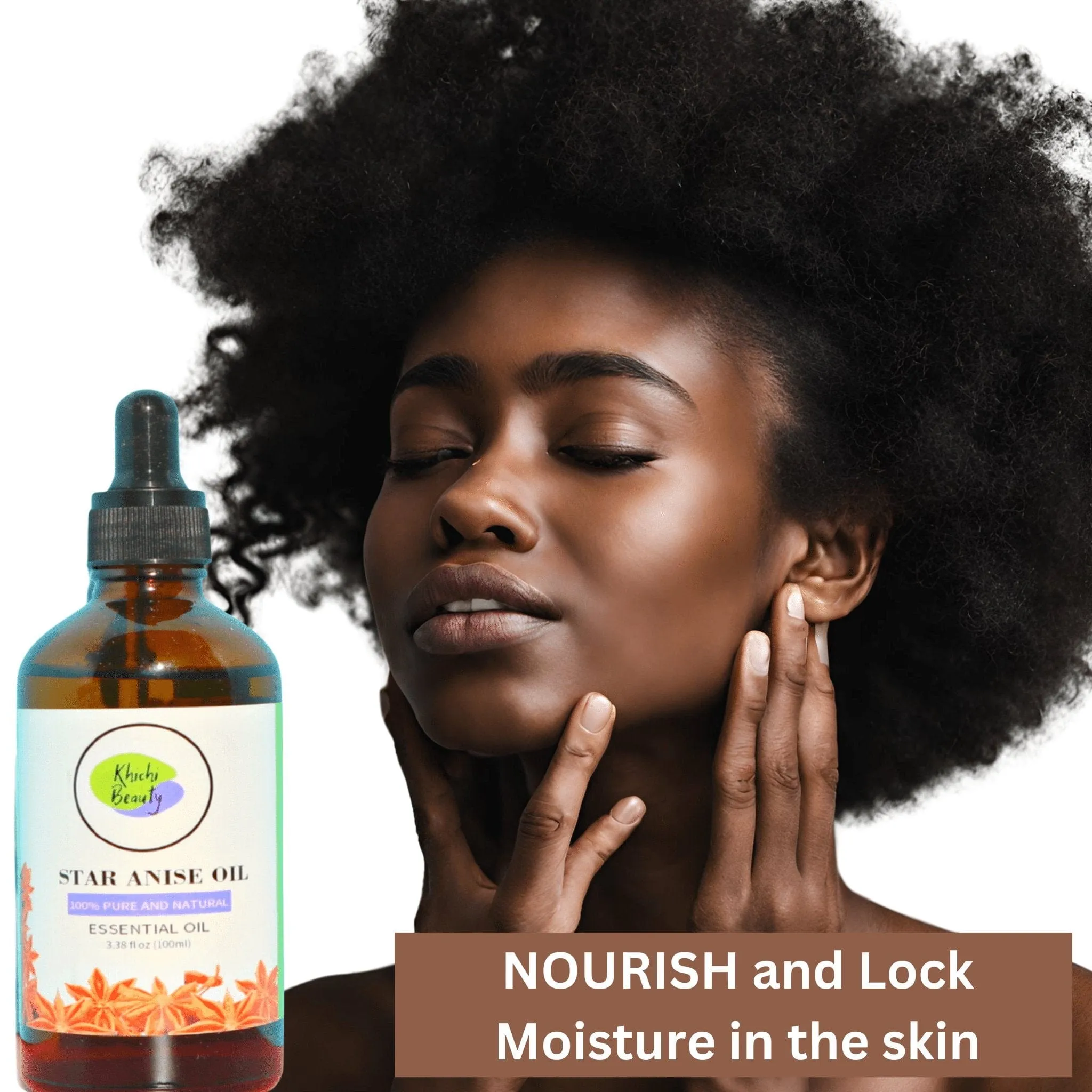 Khichi Beauty Star Anise oil, Essential Oil, Premium Quantity 3.38oz (100ml).