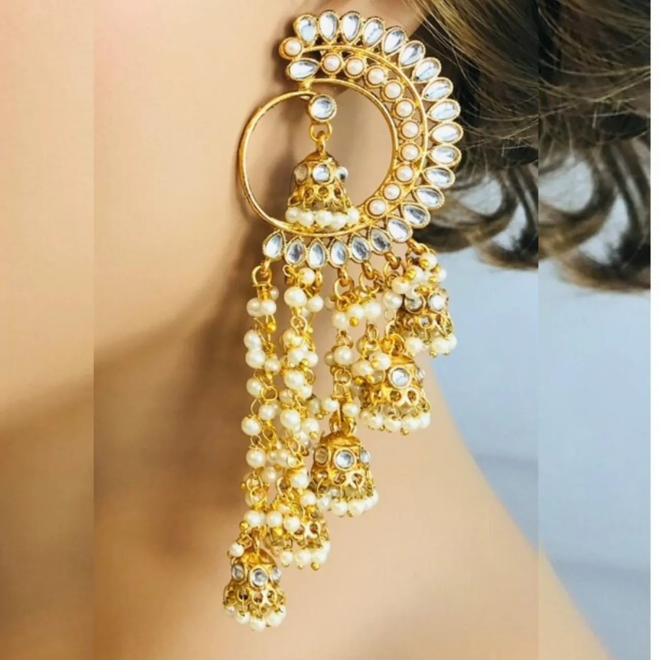 Kundan chandbali jhumka