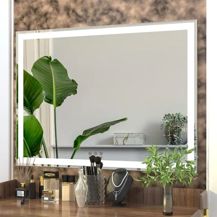 Large Hollywood Mirror - 3 Modes Lighted And Smart Touch Control (92 x 68 Cm)