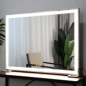 Large Hollywood Mirror - 3 Modes Lighted And Smart Touch Control (92 x 68 Cm)