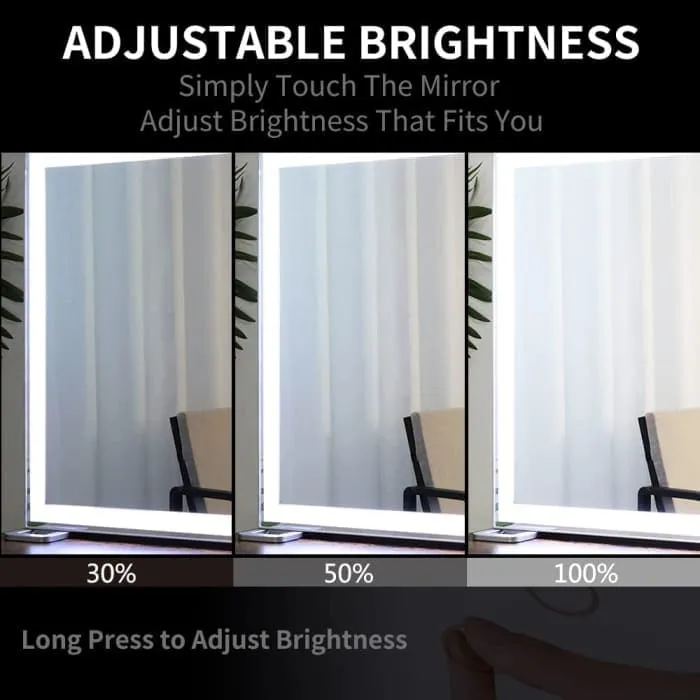 Large Hollywood Mirror - 3 Modes Lighted And Smart Touch Control (92 x 68 Cm)