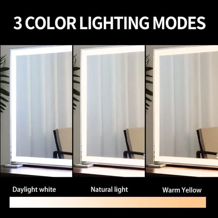 Large Hollywood Mirror - 3 Modes Lighted And Smart Touch Control (92 x 68 Cm)