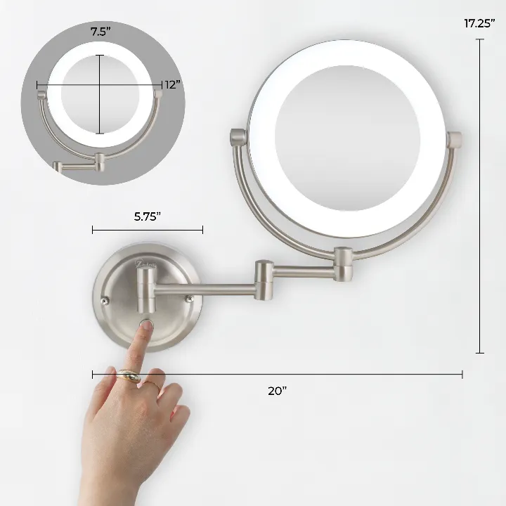 Lexington Lighted Wall Mounted Makeup Mirror with Magnification