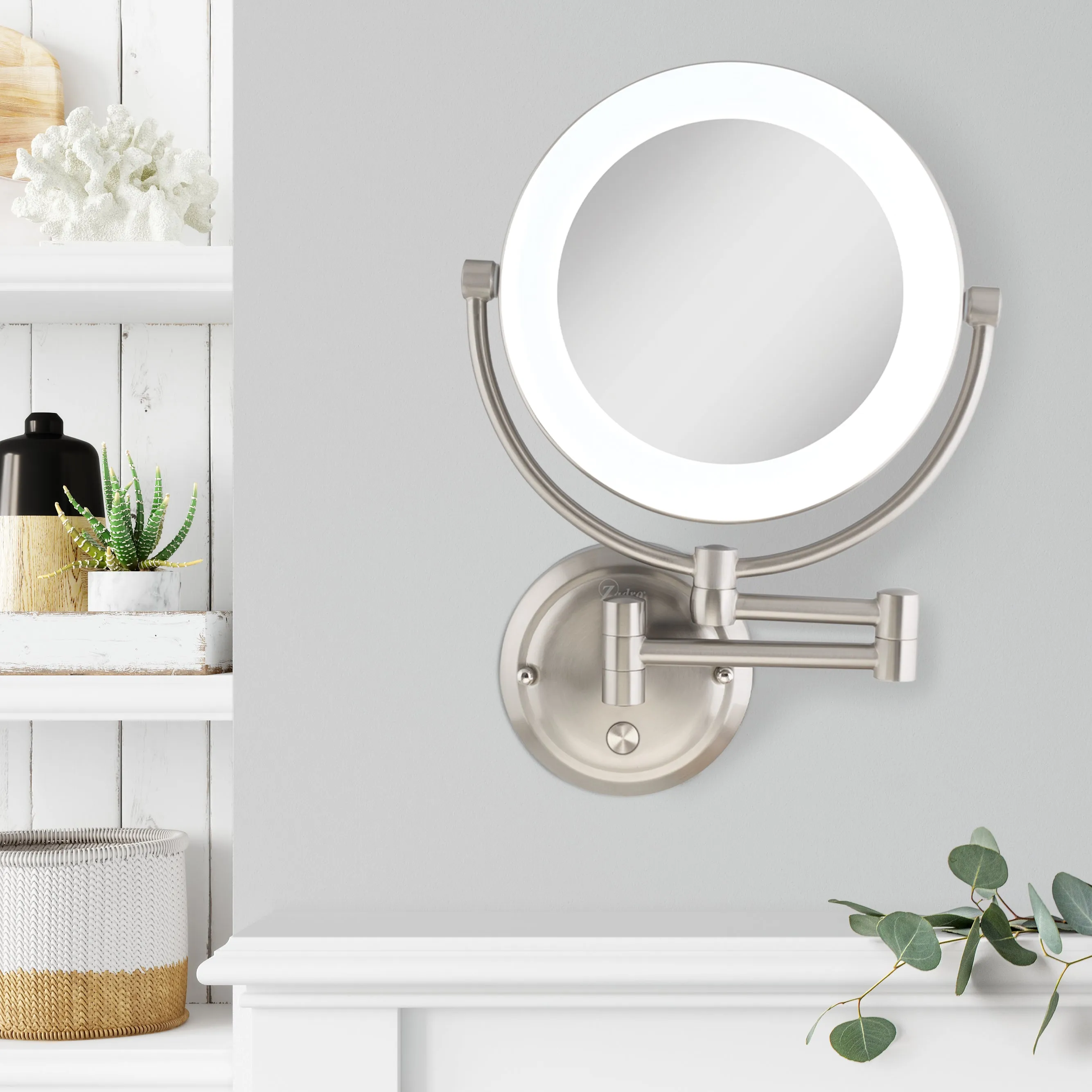 Lexington Lighted Wall Mounted Makeup Mirror with Magnification