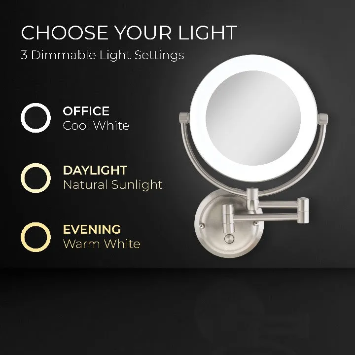 Lexington Lighted Wall Mounted Makeup Mirror with Magnification