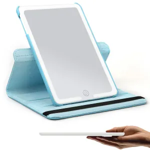 <p>LED Lighted Compact Travel Mirror, Ultra-Thin Adjustable Colour Light, Portable Rechargeable Illuminated Mirror Perfect Travel Makeup Mirror for Women</p> Blue