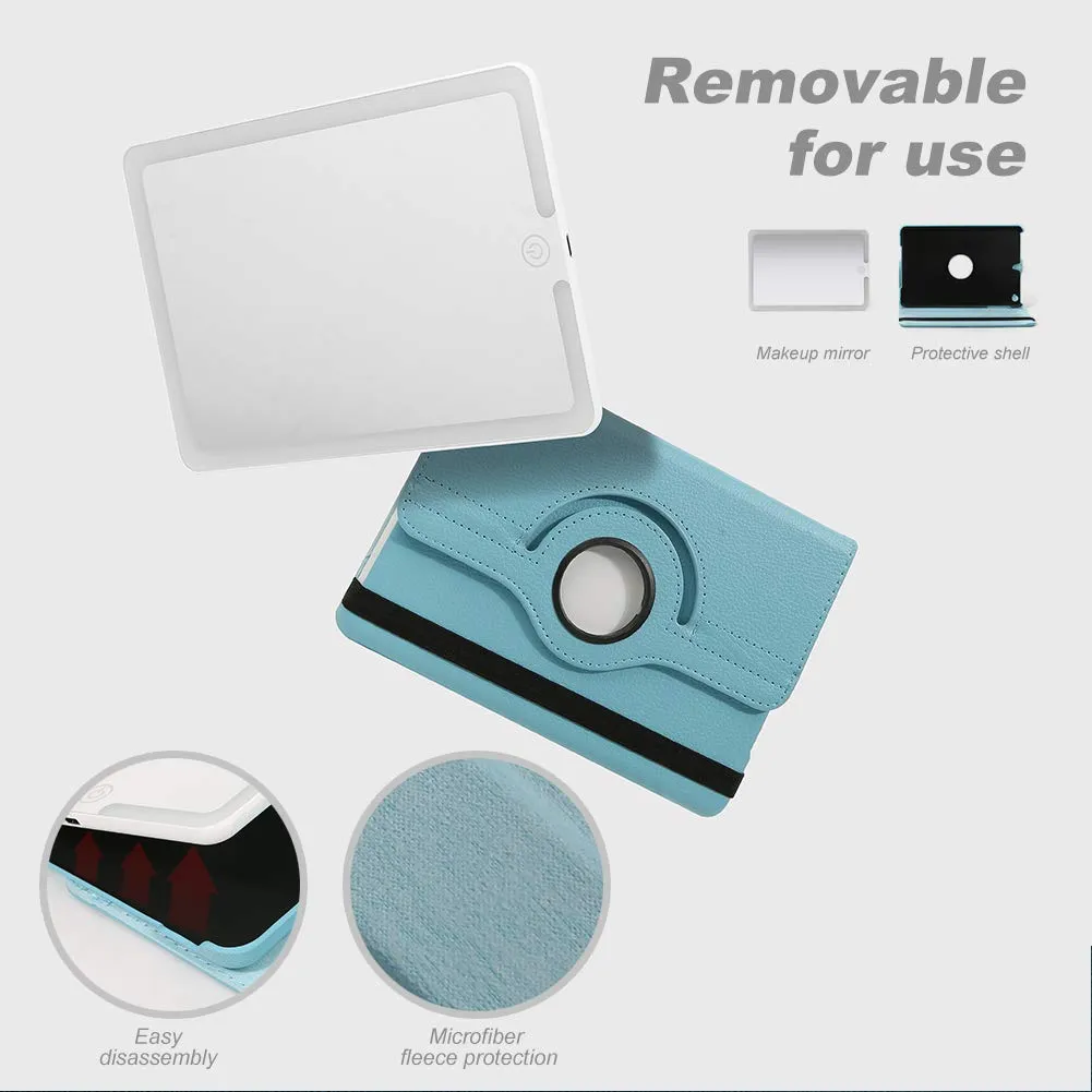 <p>LED Lighted Compact Travel Mirror, Ultra-Thin Adjustable Colour Light, Portable Rechargeable Illuminated Mirror Perfect Travel Makeup Mirror for Women</p> Blue
