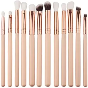 Make Up Brushes, 12pcs Eye Makeup Brushes Set Professional Eye Brush Eyeshadow Blender Eyebrow Eyeliner Highlighter Brush Essential Concealer Cosmetics Brush Tool(Beige)