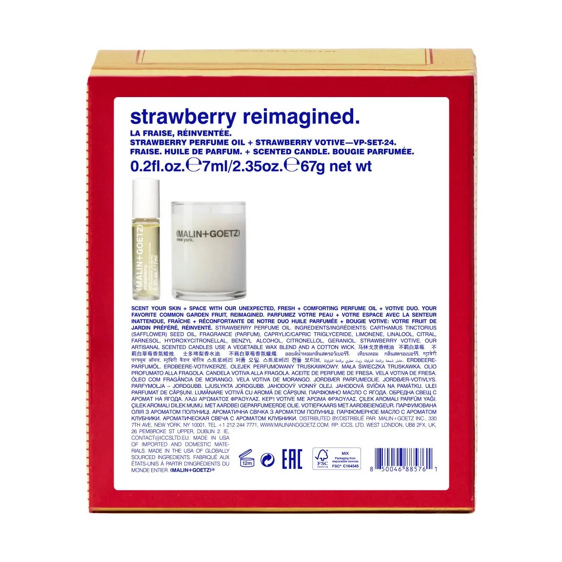Malin Goetz 'Strawberry Reimagined' - Perfume Oil   Votive Gift Set