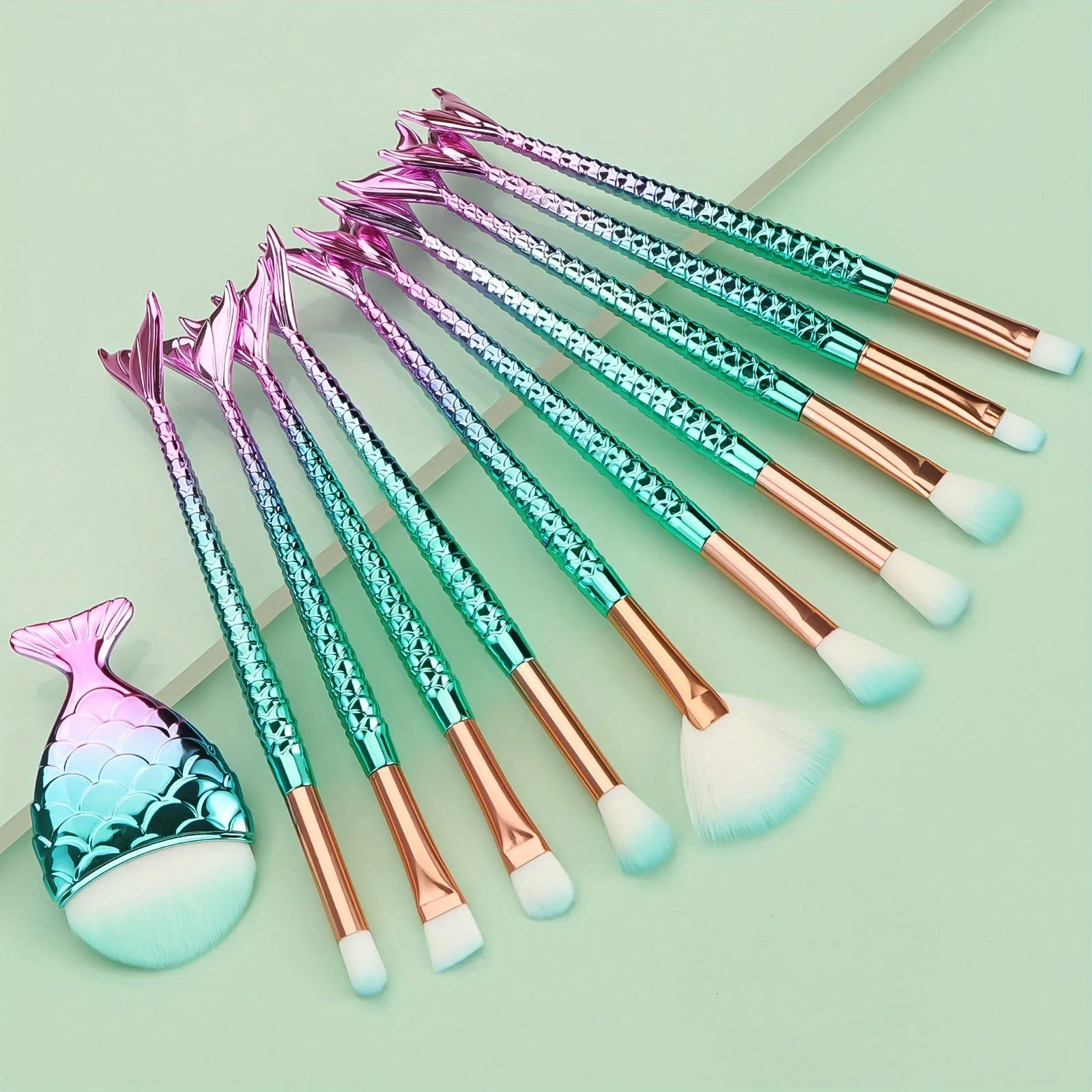 Mermaid Magic 11-Piece Colorful Makeup Brush Set