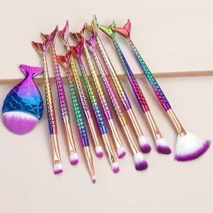 Mermaid Magic 11-Piece Colorful Makeup Brush Set