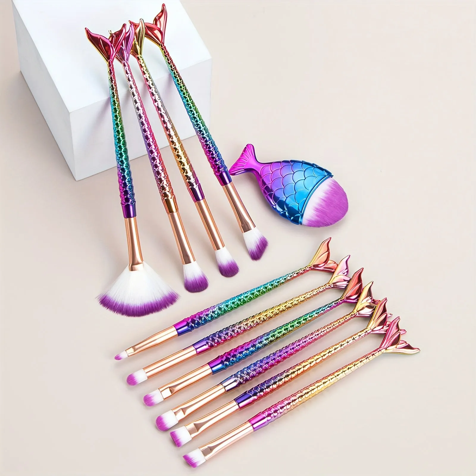 Mermaid Magic 11-Piece Colorful Makeup Brush Set