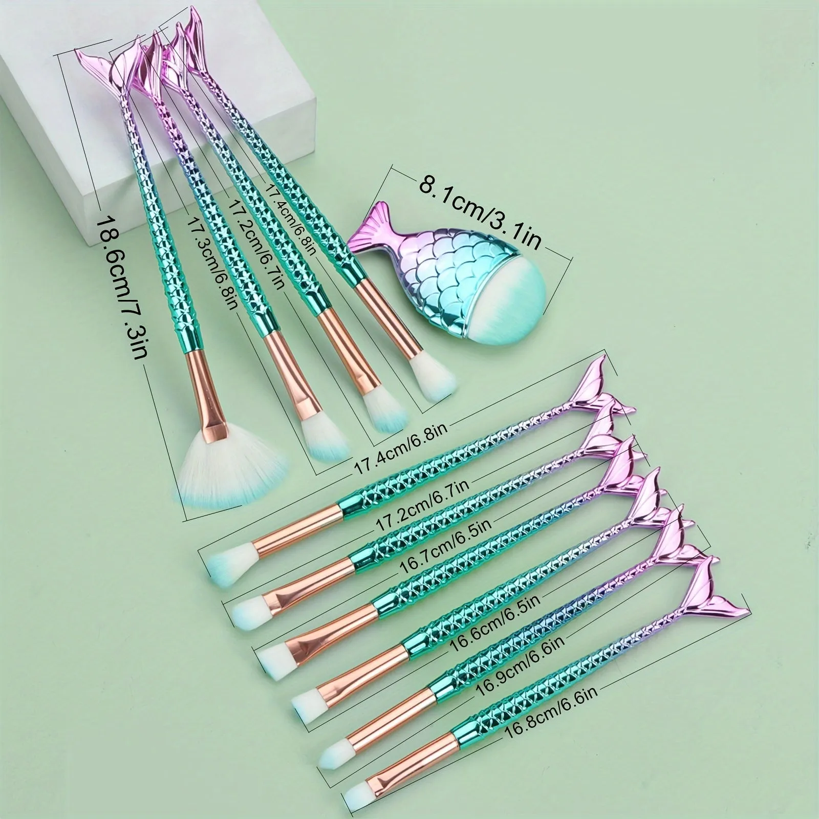 Mermaid Magic 11-Piece Colorful Makeup Brush Set
