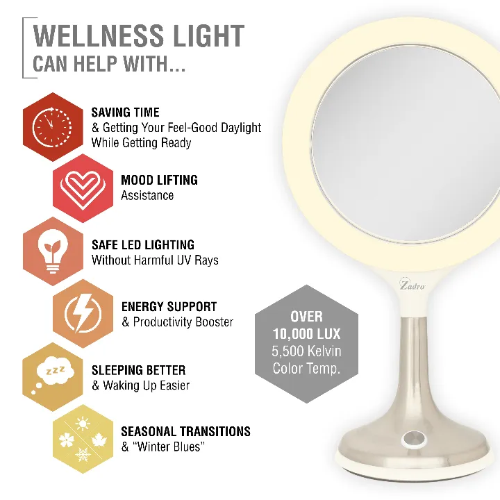 Mood Therapy Lighted Makeup Mirror with Magnification