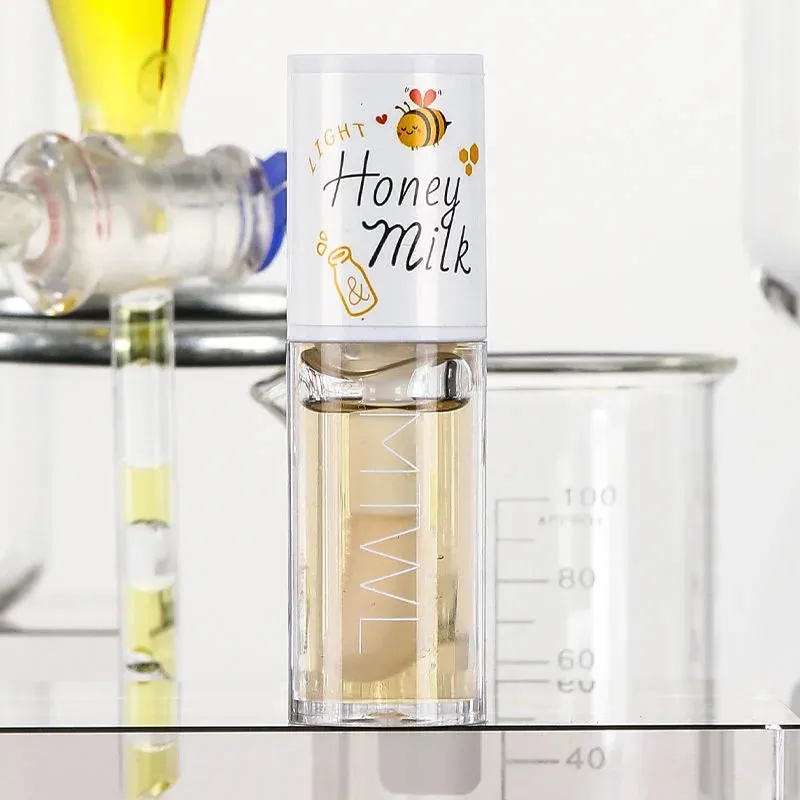 Peach Oolong and Honey Milk Moisturizing Lip Gloss Relieves Dryness and Fades Lightens Lip Lines Big Brush Head Lip Oil