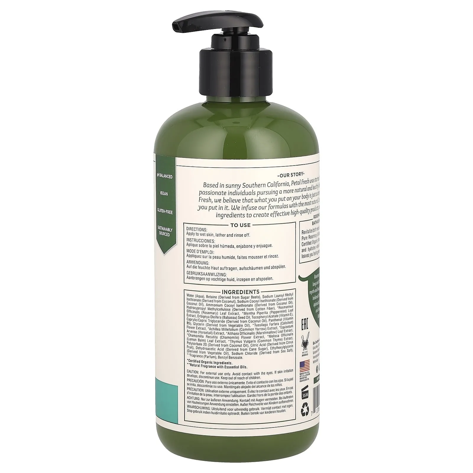 Petal fresh Pure Rosemary & Mint Energizing Bath & Shower Gel, 16 fl oz