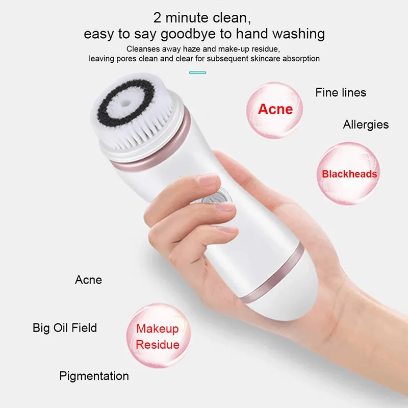 Rotating Facial Cleansing Tool With 4 Interchangeable Heads AO-77872