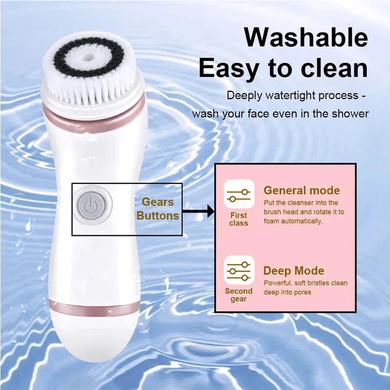 Rotating Facial Cleansing Tool With 4 Interchangeable Heads AO-77872